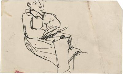[Seated figure]