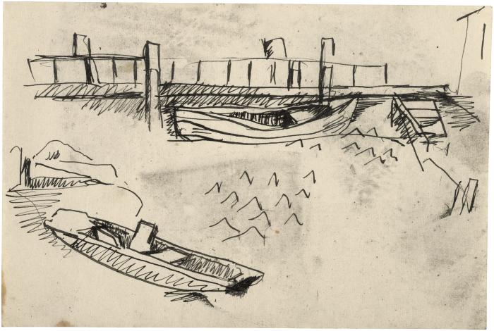 [Rowboats by dock]