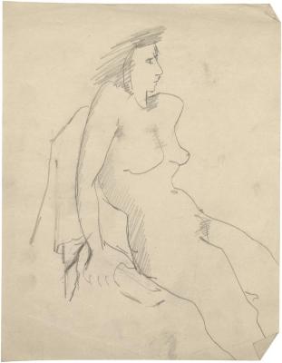 Female nude in chair]