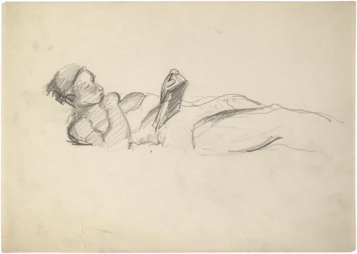 [Reclining woman reading]