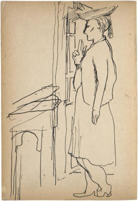 [Woman standing by window] The Scribble-In Book, page 122