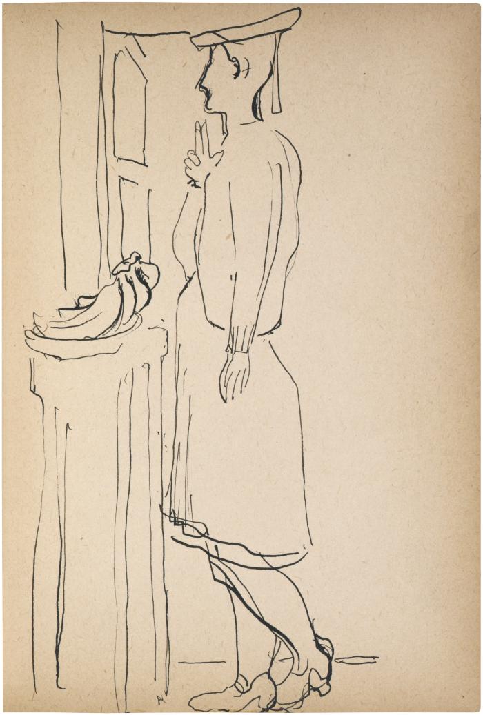 [Woman standing by window] The Scribble-In Book, page 129