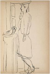 [Woman standing by window] The Scribble-In Book, page 129